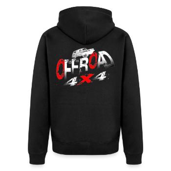 Offroad Fahrzeug 4x4 - Unisex Premium Bio Zip Hoodie - Schwarz - Hinten - Nico (187cm)