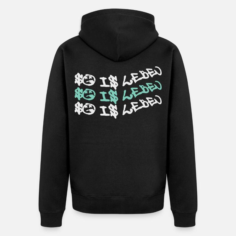 Zitat So is leben - Unisex Premium Bio Zip Hoodie - Schwarz