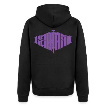 Kawaii Metal – Y2K x Heavy Metal Schriftzug - Unisex Premium Bio Zip Hoodie - Schwarz - Hinten - Nico (187cm)