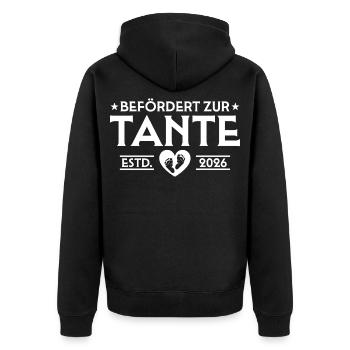 Annonce de grossesse 2026 Future tante - Veste à capuche bio Premium Unisexe - noir - Dos - Nico (187cm)
