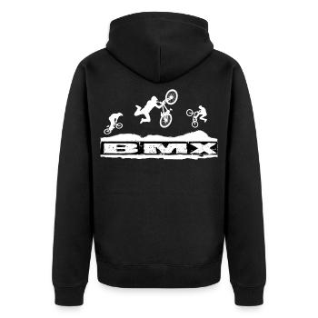 BMX Bike - Unisex Premium Bio Zip Hoodie - Schwarz - Hinten - Nico (187cm)