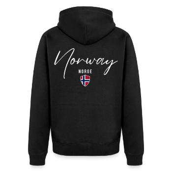 Norwegischer Stolz, norwegischer Patriot - Unisex Premium Bio Zip Hoodie - Schwarz - Hinten - Nico (187cm)