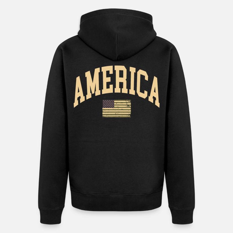 Drapeau camouflage de l’Amérique - Veste à capuche bio Premium Unisexe - noir