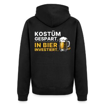 Kostüm gespart, in Bier investiert Spruch Karneval - Unisex Premium Bio Zip Hoodie - Schwarz - Hinten - Nico (187cm)