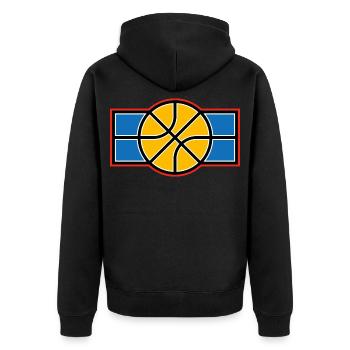 Basketball-Retro-Emblem - Unisex Premium Bio Zip Hoodie - Schwarz - Hinten - Nico (187cm)