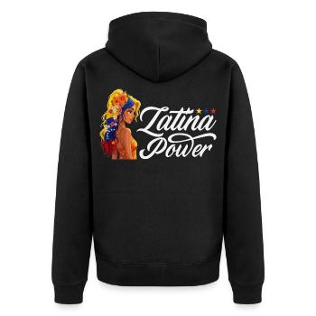 Venezuela Flagge Stolz & Heimat Venezuela - Unisex Premium Bio Zip Hoodie - Schwarz - Hinten - Nico (187cm)