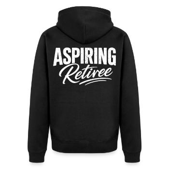 Aspiring Retiree - Unisex Premium Organic Zip Hoodie - black - Back - Nico (187cm)