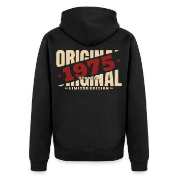 51. Geburtstag Geschenk Mann Original Oktober 1975 - Unisex Premium Bio Zip Hoodie - Schwarz - Hinten - Nico (187cm)