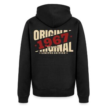 59. Geburtstag Geschenk Mann Original Oktober 1967 - Unisex Premium Bio Zip Hoodie - Schwarz - Hinten - Nico (187cm)