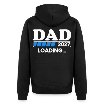Dad Loading 2027 Schwangerschaft - Unisex Premium Bio Zip Hoodie - Schwarz - Hinten - Nico (187cm)