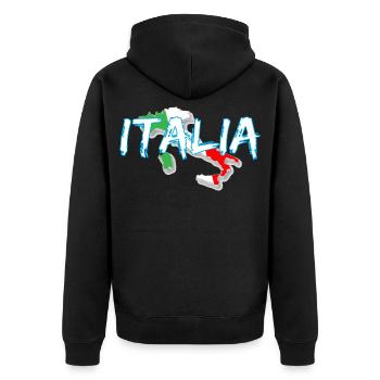 Italy Edo white boot - Unisex Premium Organic Zip Hoodie - black - Back - Nico (187cm)