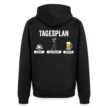 Tagesplan Golfen Golf Golf spielen - Golfer - Unisex Premium Bio Zip Hoodie - Schwarz - Hinten - Nico (187cm)