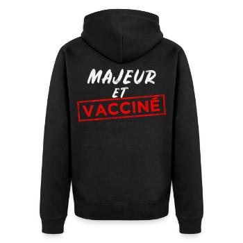 Majeur et vacciné - Veste à capuche bio Premium Unisexe - noir - Dos - Nico (187cm)