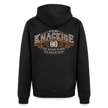 80. Geburtstag Ich Bin Knackige 80 Mal Knackt.... - Unisex Premium Bio Zip Hoodie - Schwarz - Hinten - Nico (187cm)