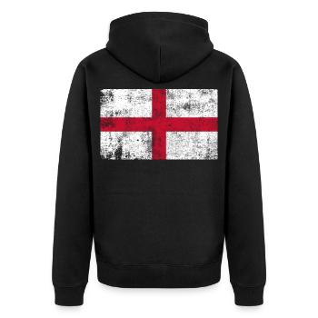 England Flagge Fahne Grunge Retro Vintage - Unisex Premium Bio Zip Hoodie - Schwarz - Hinten - Nico (187cm)