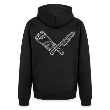 Knife and cleaver sketch - Unisex Premium Organic Zip Hoodie - black - Back - Nico (187cm)