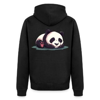 Cute Cartoon of a Sleeping Panda - Adorable design - Unisex Premium Organic Zip Hoodie - black - Back - Nico (187cm)