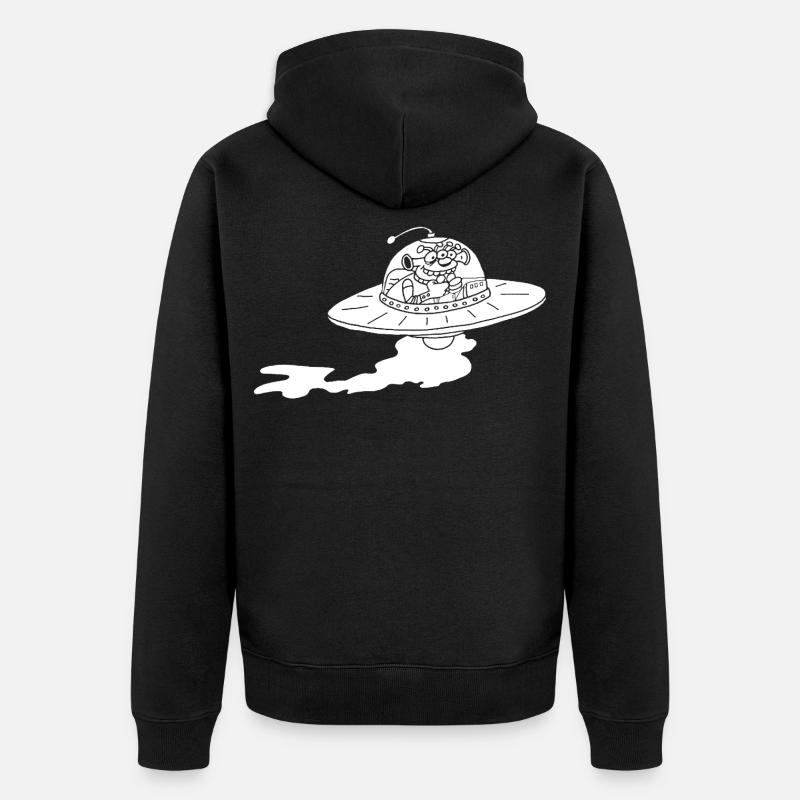 Vaisseau spatial extraterrestre (blanc) - Veste à capuche bio Premium Unisexe - noir