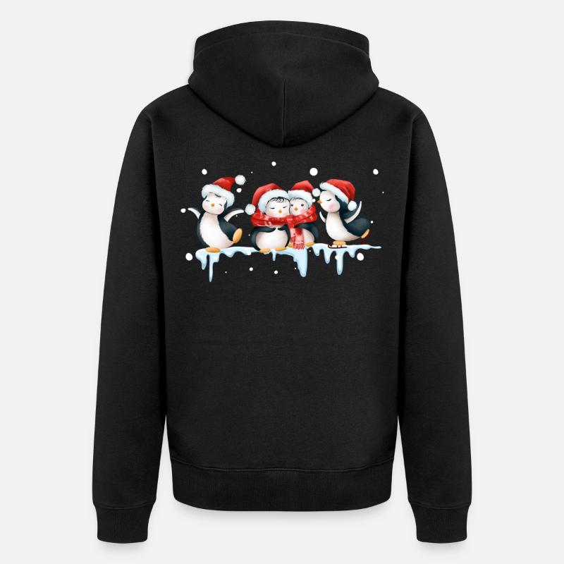 Drôle de pinguin Noël - Veste à capuche bio Premium Unisexe - noir