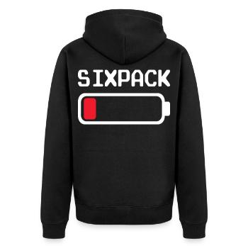 Six-pack – Tenue amusante avec une batterie faible - Veste à capuche bio Premium Unisexe - noir - Dos - Nico (187cm)