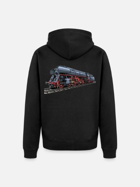 Dampflok im Retro-Look 01 519 - Unisex Premium Bio Zip Hoodie - Schwarz
