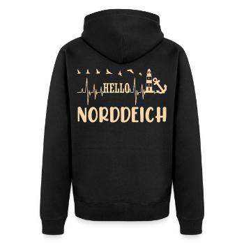 Norddeich MOIN Wattenmeer Nordsee Urlaub - Unisex Premium Bio Zip Hoodie - Schwarz - Hinten - Nico (187cm)