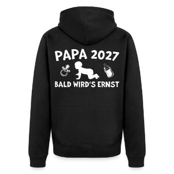 Dad 2027: Funny Pregnancy Announcement - Unisex Premium Organic Zip Hoodie - black - Back - Nico (187cm)