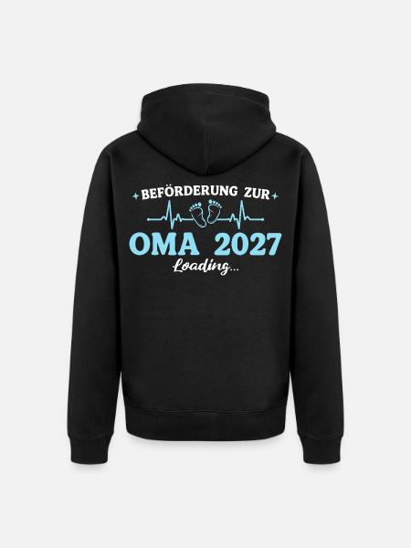 Oma 2027 Beförderung Großmutter Geschenk - Unisex Premium Bio Zip Hoodie - Schwarz