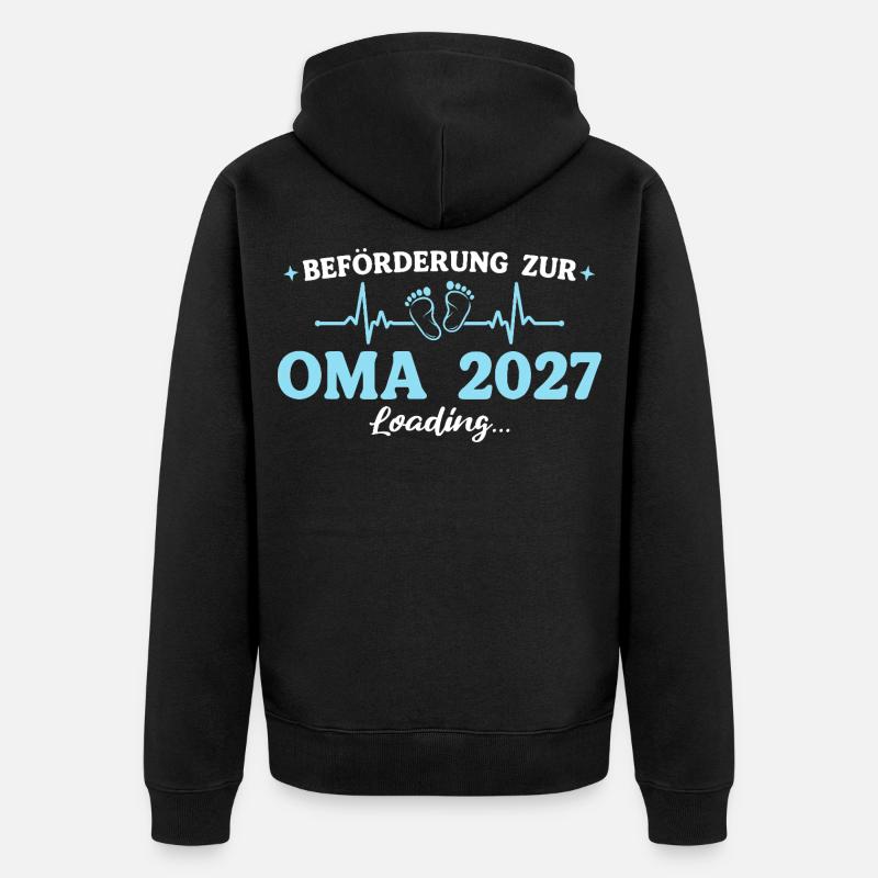 Oma 2027 Beförderung Großmutter Geschenk - Unisex Premium Bio Zip Hoodie - Schwarz
