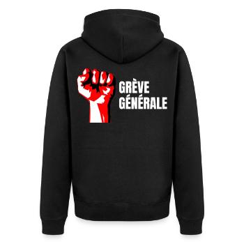 Poing Levé Manif Syndicaliste En grève Générale - Veste à capuche bio Premium Unisexe - noir - Dos - Nico (187cm)