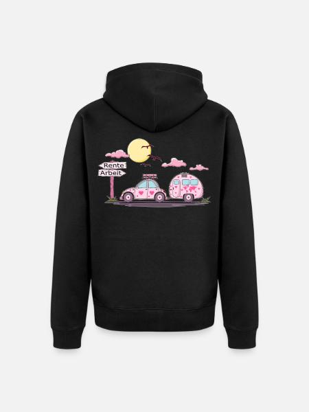 Auto mit Anhänger Rente Schild - Unisex Premium Bio Zip Hoodie - Schwarz