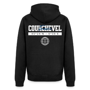 Courchevel Frankreich Koordinaten Reise Souvenir - Unisex Premium Bio Zip Hoodie - Schwarz - Hinten - Nico (187cm)