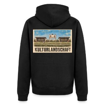 Fussball - Kulturlandschaft - Unisex Premium Bio Zip Hoodie - Schwarz - Hinten - Nico (187cm)