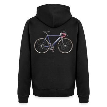 Rennrad 50er Jahre - Unisex Premium Bio Zip Hoodie - Schwarz - Hinten - Nico (187cm)