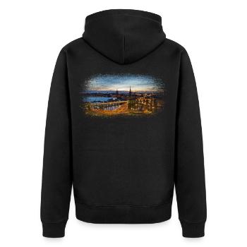 Stockholm Sweden - Unisex Premium Organic Zip Hoodie - black - Back - Nico (187cm)