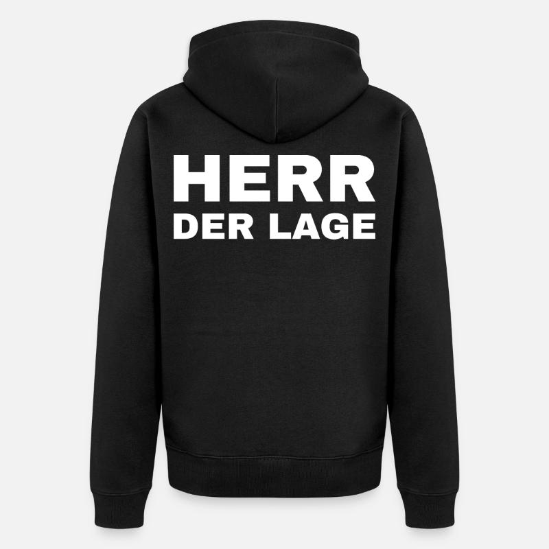 Herr der Lage - Unisex Premium Bio Zip Hoodie - Schwarz