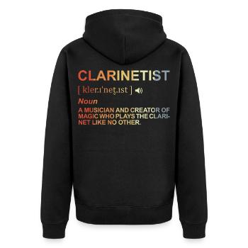 Klarinettist Bedeutung - Unisex Premium Bio Zip Hoodie - Schwarz - Hinten - Nico (187cm)
