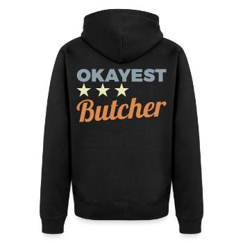 Average butcher - Unisex Premium Organic Zip Hoodie - black - Back - Nico (187cm)