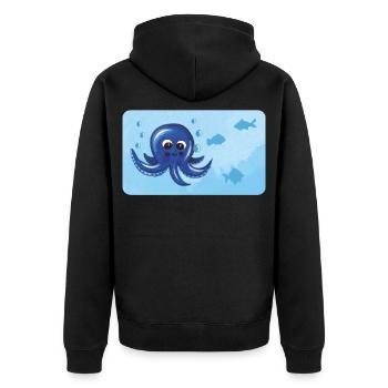 Funny octopus and fish with bubbles - Unisex Premium Organic Zip Hoodie - black - Back - Nico (187cm)