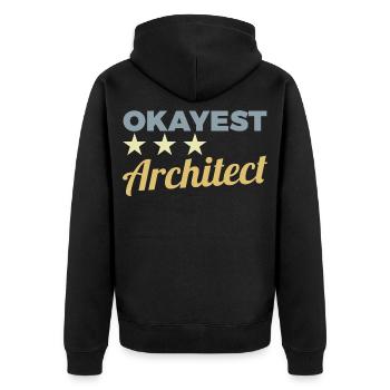 Okayest Architect - Unisex Premium Organic Zip Hoodie - black - Back - Nico (187cm)