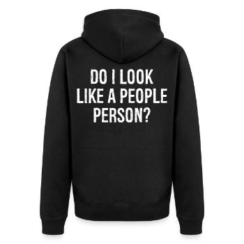 est-ce que j’ai l’air d’une personne sociable - Veste à capuche bio Premium Unisexe - noir - Dos - Nico (187cm)