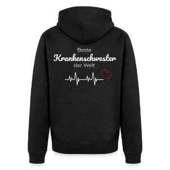 Beste Krankenschwester der Welt – Geschenk T-Shirt - Unisex Premium Bio Zip Hoodie - Schwarz - Hinten - Nico (187cm)