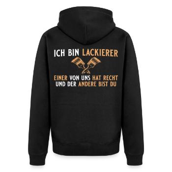 Lackierer hat recht- Malermeister - Unisex Premium Bio Zip Hoodie - Schwarz - Hinten - Nico (187cm)