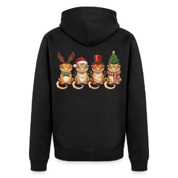 Kronengecko Weihnachtsmann Weihnachtsbeleuchtung - Unisex Premium Bio Zip Hoodie - Schwarz - Hinten - Nico (187cm)