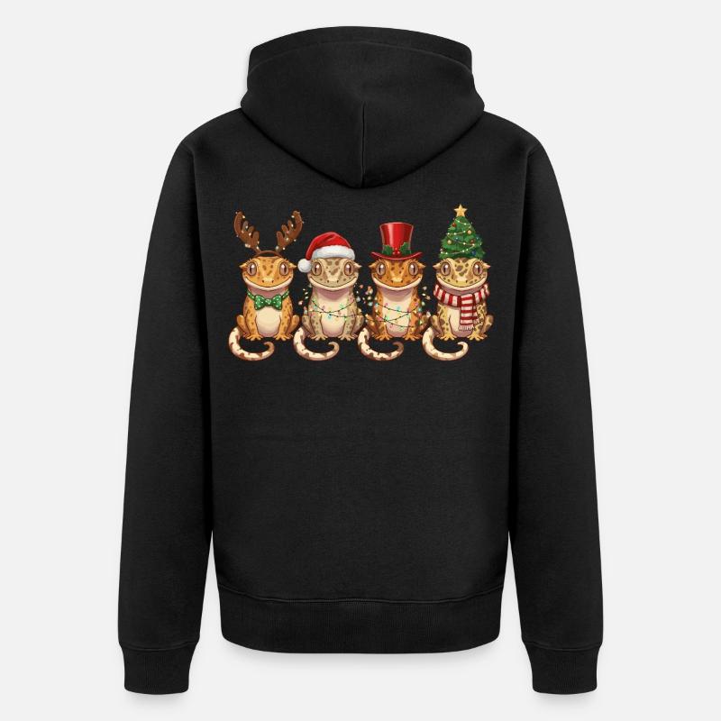 Lumières de Noël Gecko Couronne - Veste à capuche bio Premium Unisexe - noir