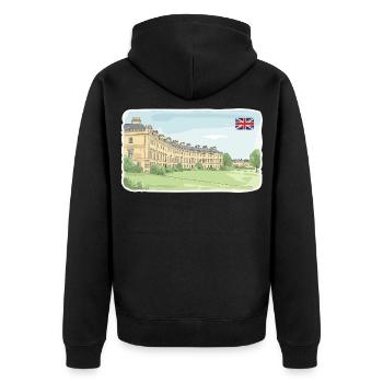 Bath City Royal Crescent Georgische Architekturkunst - Unisex Premium Bio Zip Hoodie - Schwarz - Hinten - Nico (187cm)