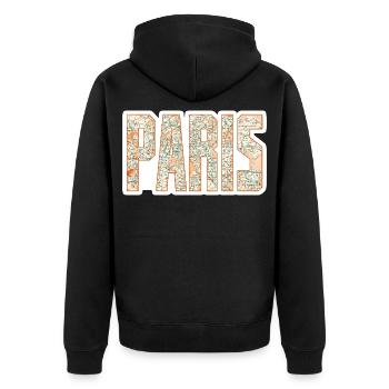 Paris Stadtplan - Unisex Premium Bio Zip Hoodie - Schwarz - Hinten - Nico (187cm)