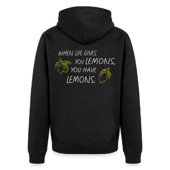 Quand la vie vous donne des citrons Statement - Veste à capuche bio Premium Unisexe - noir - Dos - Nico (187cm)