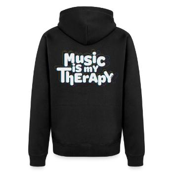music is my therapy - Unisex Premium Organic Zip Hoodie - black - Back - Nico (187cm)