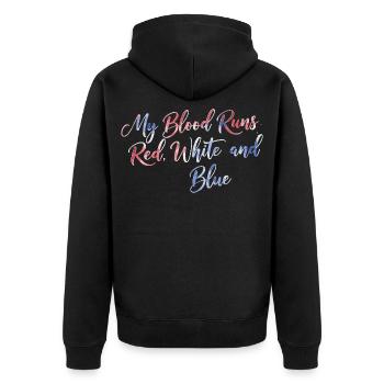 Le sang coule rouge blanc bleu - Veste à capuche bio Premium Unisexe - noir - Dos - Nico (187cm)